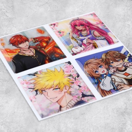 Volumetric 3D stickers on the phone "Anime", 4 pcs, 3 x 3 cm-1