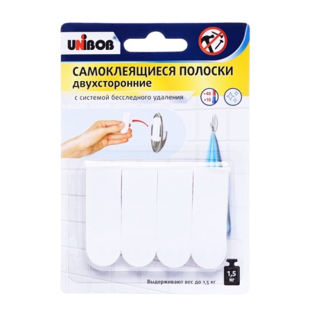 Self -adhesive stripes double -sided Unibob white, 4 pcs
