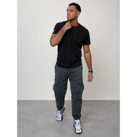 Cargo jeans men, size 46-48, dark gray color-10