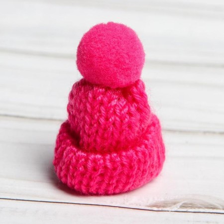 Knitted hat with pompom, set of 5 pcs., Pink color-1