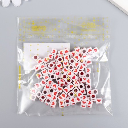 A set of beads for creativity plastic "Red heart in Cuba" 20 g 0.5x0.5 cm-2