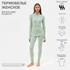 Women's thermal underwear (longshit, leggings) minku color emerald, size 48