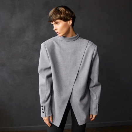 Women's jacket with a cut on the back of MIST size L-XL, color gray-16
