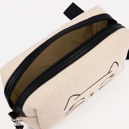 Cosmetic bag with a zipper, with a lining, beige color-2