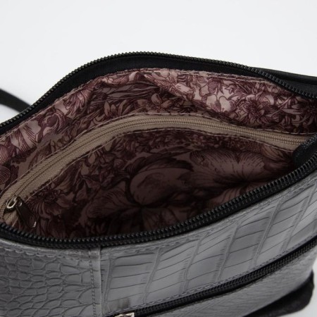Cross-Bodi El Masta with a zipper, 2 outer pockets, a long belt, black/gray color-2