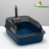 Toilet with transparent sides with a scoop and filter, 40 x 28 x 16 cm, blue