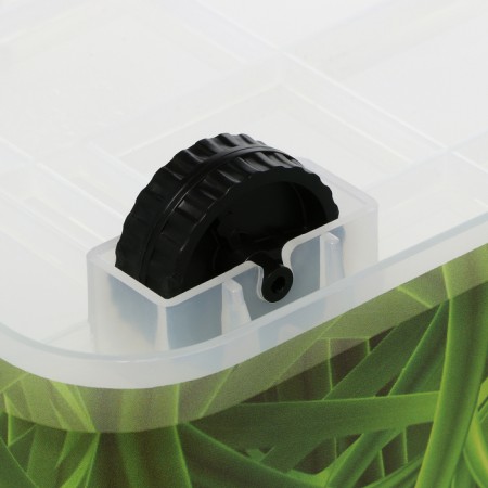 The container for storage with the lid "Hide Box. Grass ", 50 l, 60 × 38 × 31 cm, on wheels, mix-6