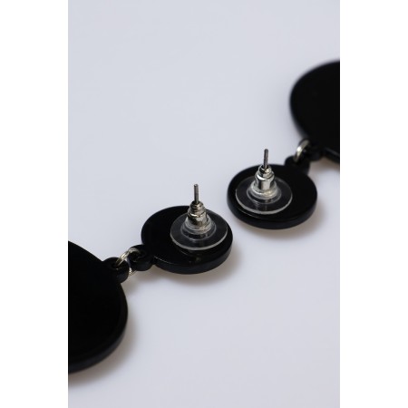 Acryl Earrings "Dialog Window" Yes! No!, Black and white color-4