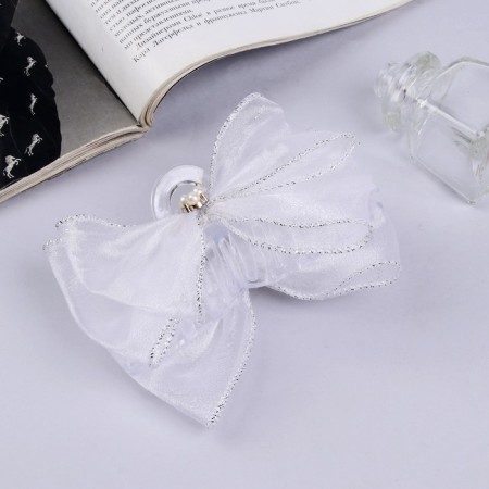 Hair crab "Schoolgirl" 12x9 cm, white with bead-1