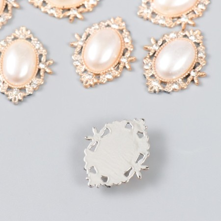 Decor for creativity plastic, rhinestones "Pearl oval in colors" set of 10 pcs 2.3x3.2 cm-1