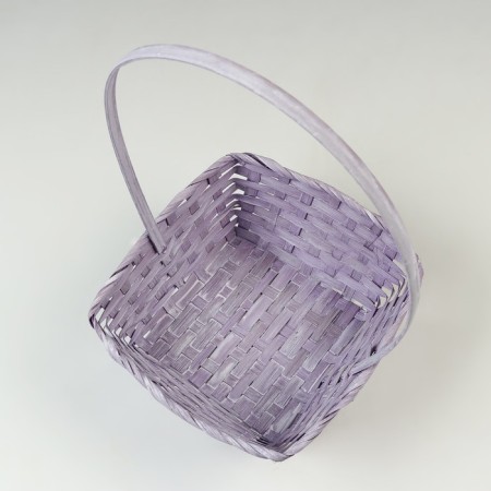 Wicker basket, 21.6 x 21.6 x 10/38 cm, purple, bamboo-2