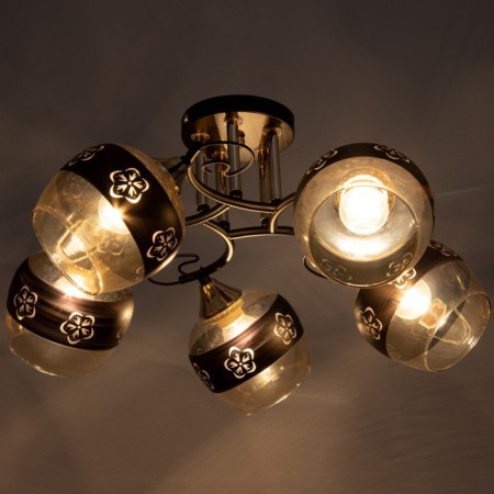Jero chandelier 5x60W E27 Black/Gold 54x54x25cm SVK-2