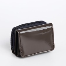 Women's wallet on the button, gray color