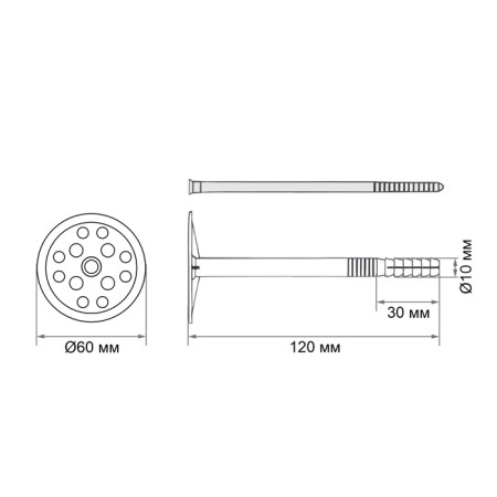 Tundra dowel, for insulation, with plastic nails, 10x120 mm, 50 pcs-5