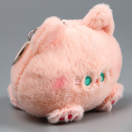 Soft toy "Cat-shred" on a key fob, 11 cm, pink color-3