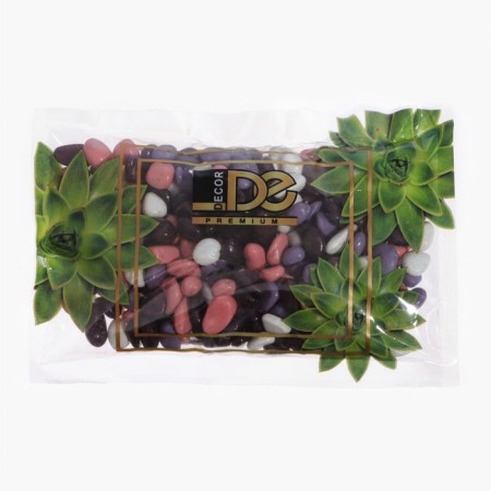 Pebbles for aquarium (5-10 mm) lilac-white-pink-violet, 350 g-1