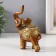 Souvenir Polystone "Elephant in the Golden Popon with Rhili" 11x5.7x13 cm