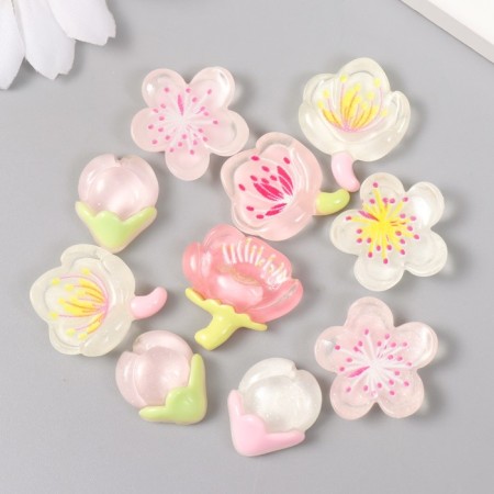 Decor for creativity plastic "Blocked tulip" Gloss Mix 2.4x2.4 cm