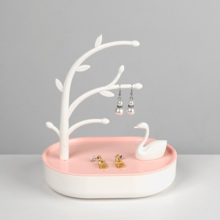 Swan storage stand with a place for storage, 18 × 12.5 × 21 cm, white-pink color-1