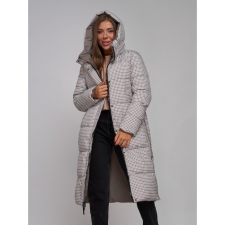 Coat insulated two -sided female, size 48, brown color-25