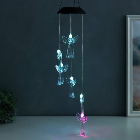 Wind music with illumination from the solar battery "Angels" 13x13x55 cm