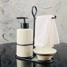 Kitchen Lenardi kit: dispenser, napkin, on a stand, porcelain