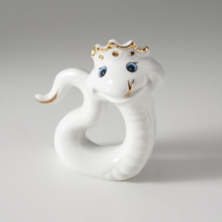 Souvenir Ceramics "White Snake in the Crown" with gold 2.2x7x8.5 cm-4