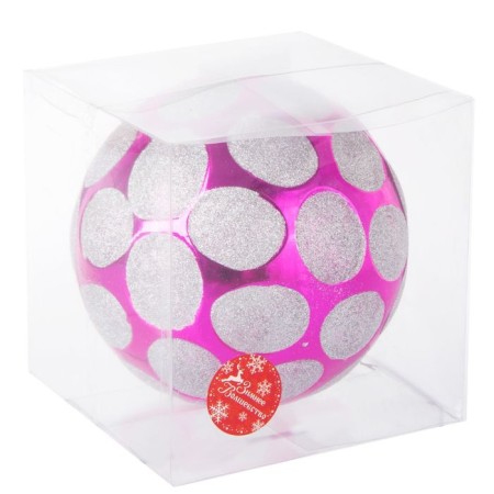 Ball plastic D-20 cm "Silver peas" pink-1