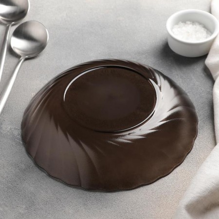 Deep glass plate Ocean Eclipse, 800 ml, d = 20.5 cm, brown color-2