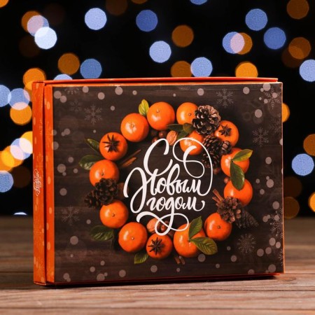 UPAK LAND sweets box with a shell 12 pcs "New Year's Small", 19 x 15 x 3.6 cm-1