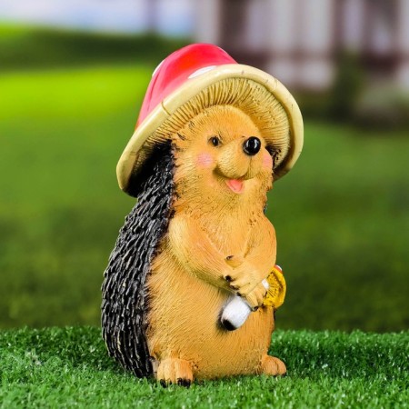 Garden figure "Hedgehog in the hat of fly agaric" 9x10x15.5cm