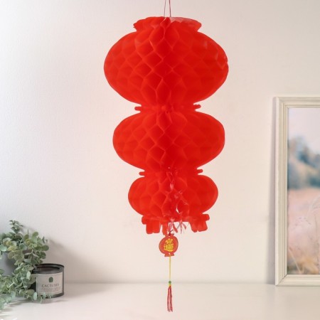 Souvenir plastic "Three red flashlights - happiness and financial well -being" 32x32x52 cm
