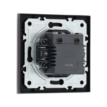 Socket with USB-A + usb-C connectors, 2.1 A, 5V, TOT MATTE GLASS, hidden, glass, black-3
