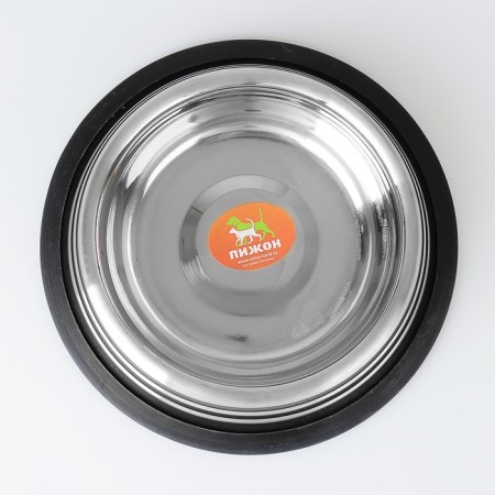 A bowl with a non -slip base with colored stripes, 470 ml, black-2