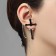Earring "Kaff" Gothic cross, black color in silver