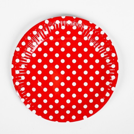 Set for the holiday "Peas", tablecloth 180x108 cm, 6 plates, 6 tongues, red color-2