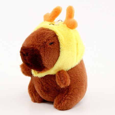 Soft toy "Kapibara" in a deer hat, 13 cm