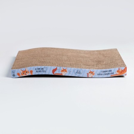 Coopete from cardboard with cat mint "Claw-antistress", wave, 45 x 24 cm-2