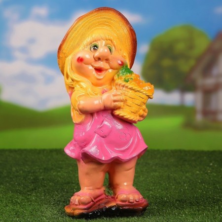 Garden figure "Dwarf with a basket" Small 16x15x39cm-4