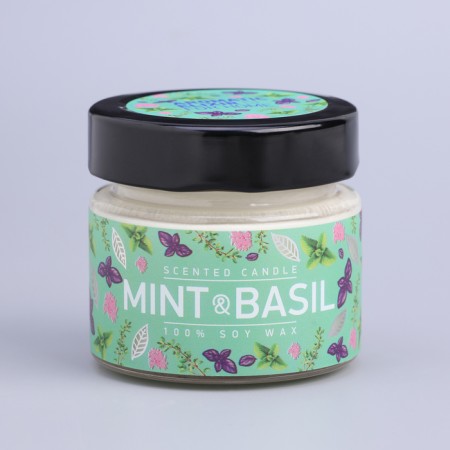 Aromatic candle in the jar "Basil and Mint", Envisor Wax, 80 g-6