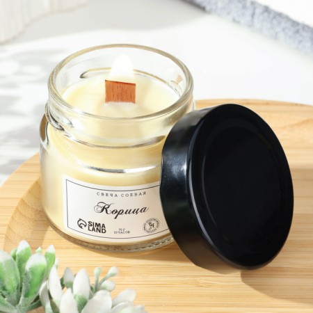 Aromatic candle made of soy wax in a bank, 75 g, cinnamon
