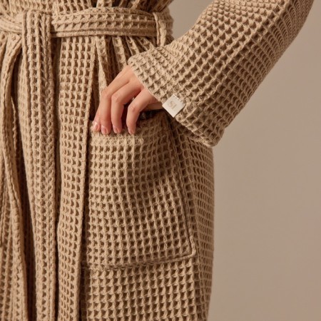 WAFEL Women's bathrobe SL Home: Waffle "Sabbia", size M, 100% cotton, 320 g/m2-3