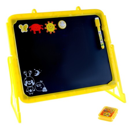 Board is double -sided, under a marker and chalk on stands (chalk, marker, magnets), mix