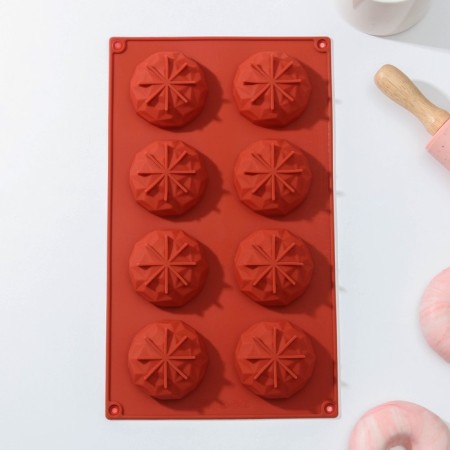 Baking uniform "Crystal", silicone, 8 cells, 29 × 17 × 2.2 cm, d = 5.5 cm, brown color