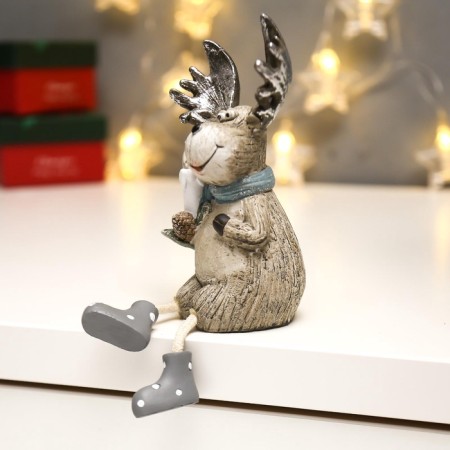 Souvenir Polystone Light "Losik with silver horns with a candle" MIX 15.5x7x8.7 cm-2