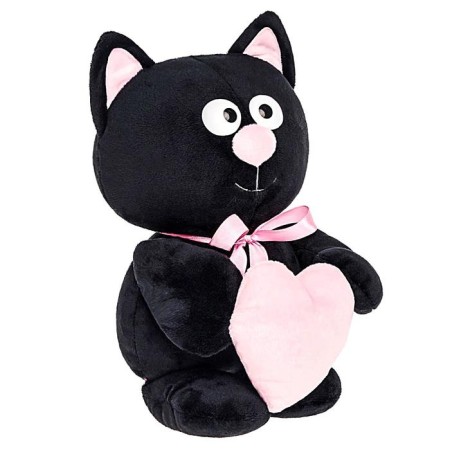 Soft toy "cat with heart", black color, 30 cm-1