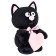 Soft toy "cat with heart", black color, 30 cm