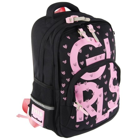School backpack Bruno VisConti, 40 x 30 x 16 cm, ergonomic back, Girls, black-1
