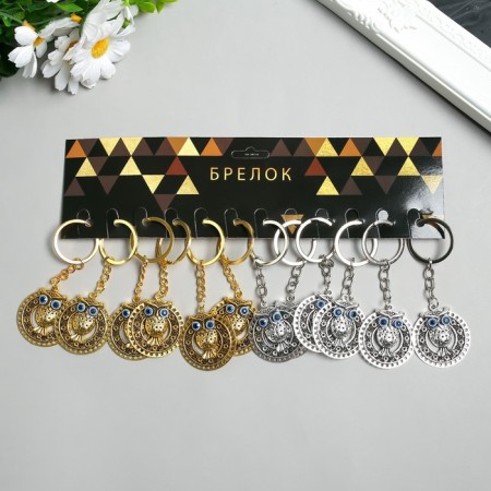 Browler Metal "Eye owls and openwork circle" gold/silver 3.8x3.8 cm-2