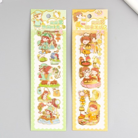 Sticker plastic gold embossing "Girls" 2 sheets mix 6.5x22.5 cm-1